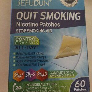 Sefudun Quit Stop Smoking 60 Patches Step 1-2-3 Nicotine 24 Hours Plant Based Hr